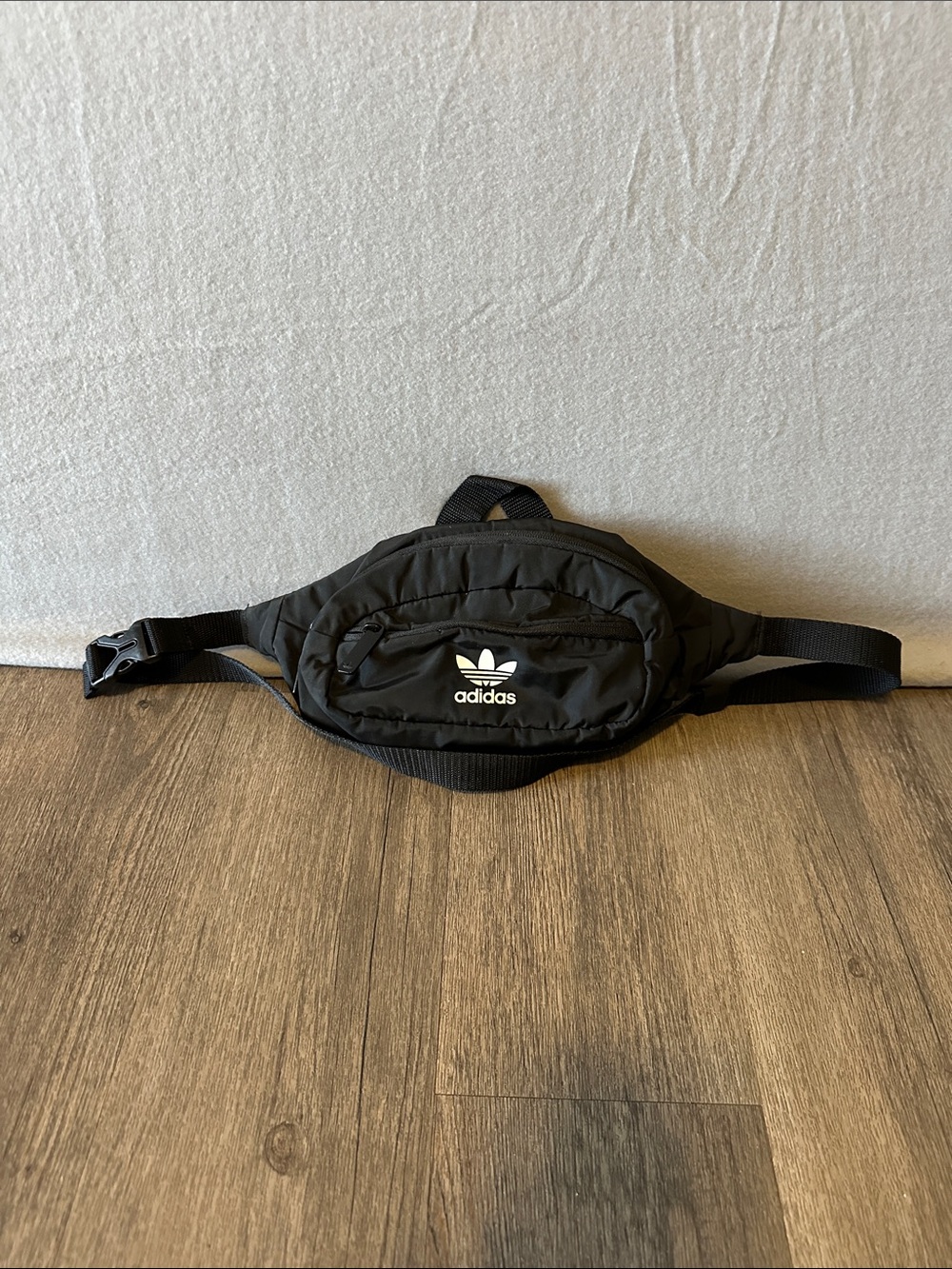 adidas Black Waist Bag with White Trefoil Logo